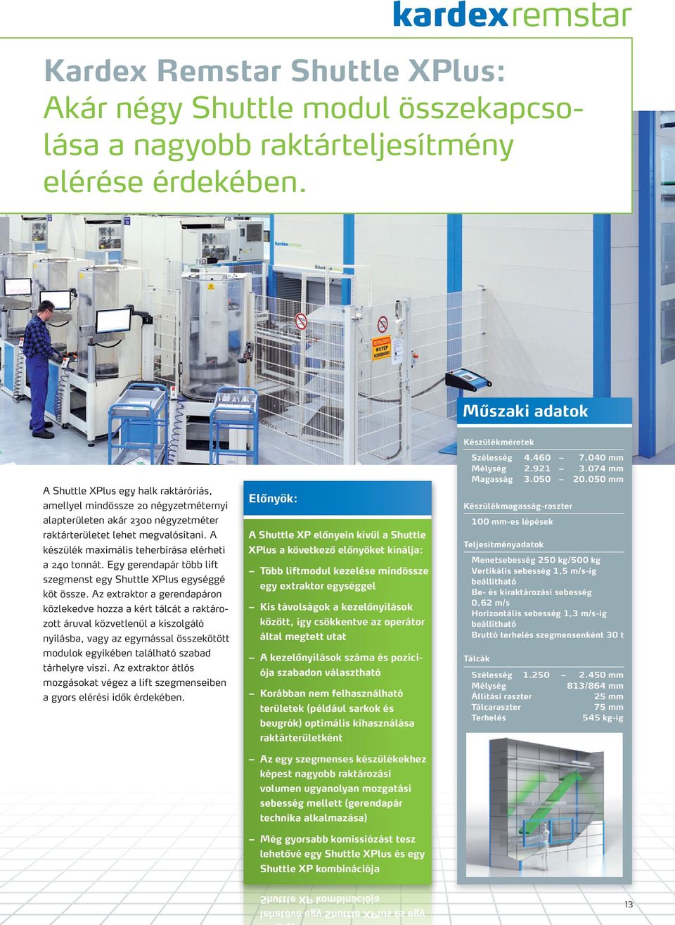 A készülék maximális teherbírása elérheti a 240 tonnát. Egy gerendapár több lift szegmenst egy Shuttle XPlus egységgé köt össze.