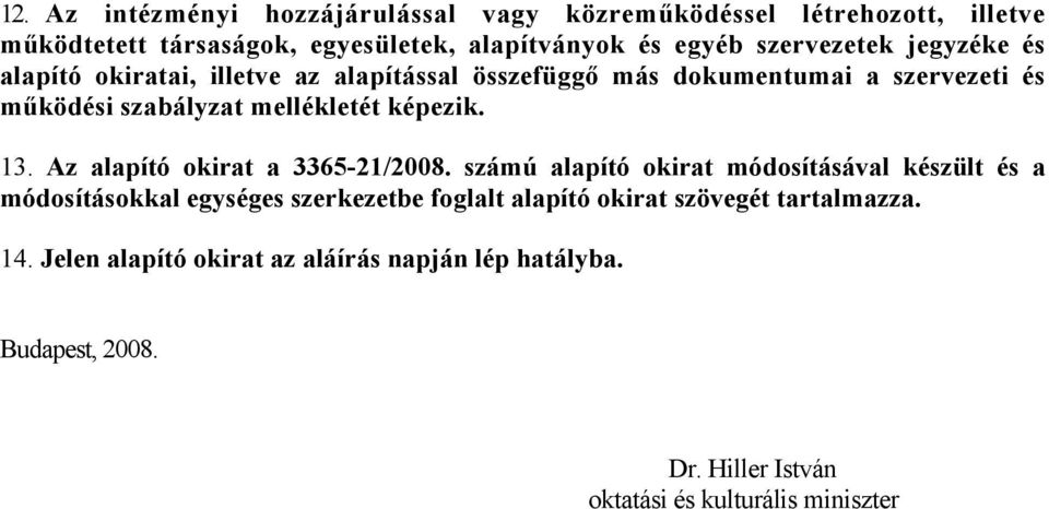 képezik. 13. Az alapító okirat a 3365-21/2008.