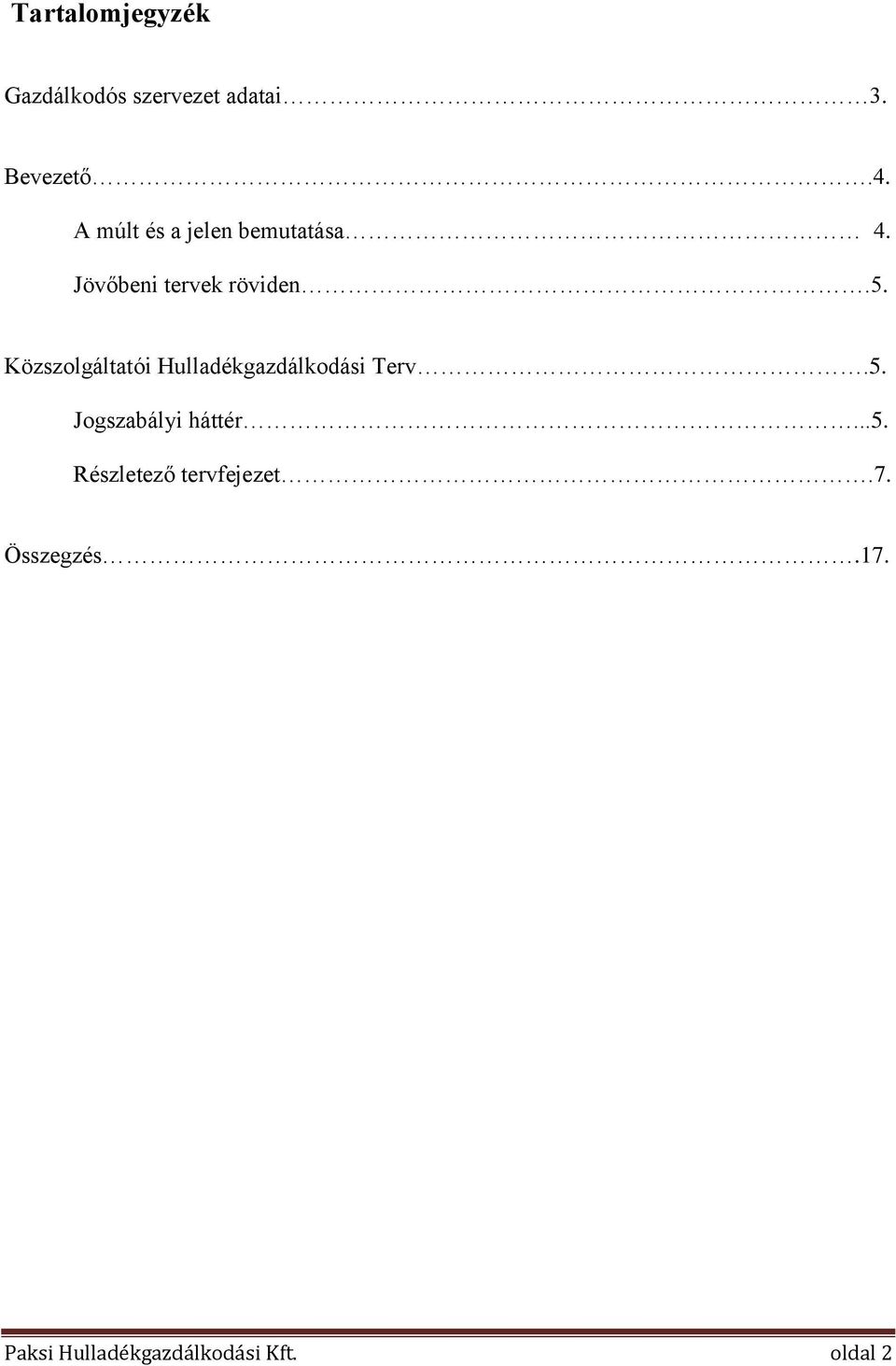 Közszolgáltatói Hulladékgazdálkodási Terv.5.