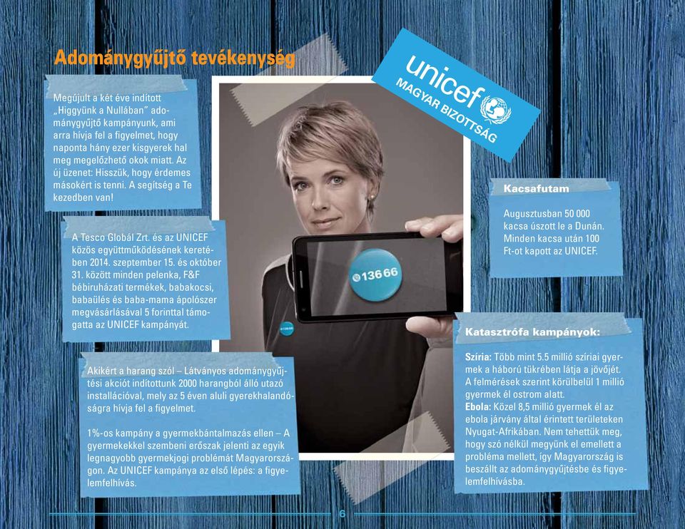 között minden pelenka, F&F bébiruházati termékek, babakocsi, babaülés és baba-mama ápolószer megvásárlásával 5 forinttal támogatta az UNICEF kampányát.