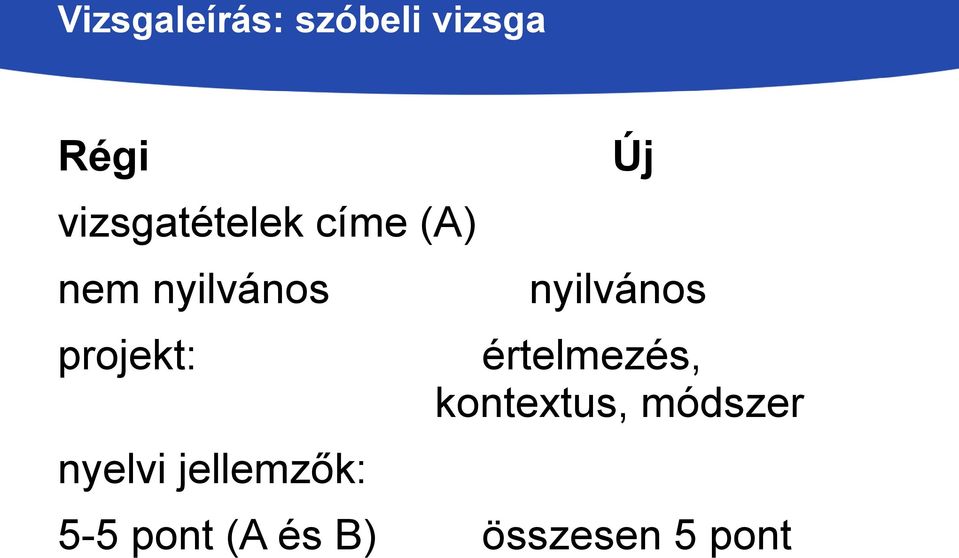 projekt: nyelvi jellemzők: Új nyilvános