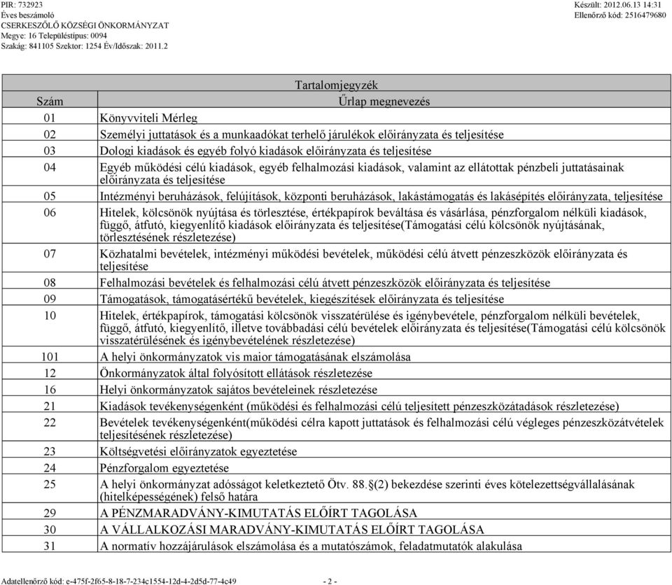 és teljesítése 04 Eyéb működési célú kiadások, eyéb felhalmozási kiadások, valamint az ellátottak pénzbeli juttatásainak előirányzata és teljesítése 05 Intézményi beruházások, felújítások, központi