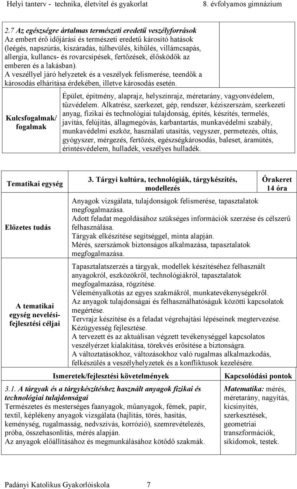 A veszéllyel járó helyzetek és a veszélyek felismerése, teendők a károsodás elhárítása érdekében, illetve károsodás esetén.