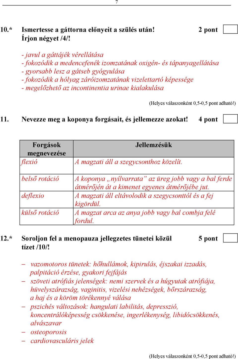 megelızhetı az incontinentia urinae kialakulása 11. Nevezze meg a koponya forgásait, és jellemezze azokat!