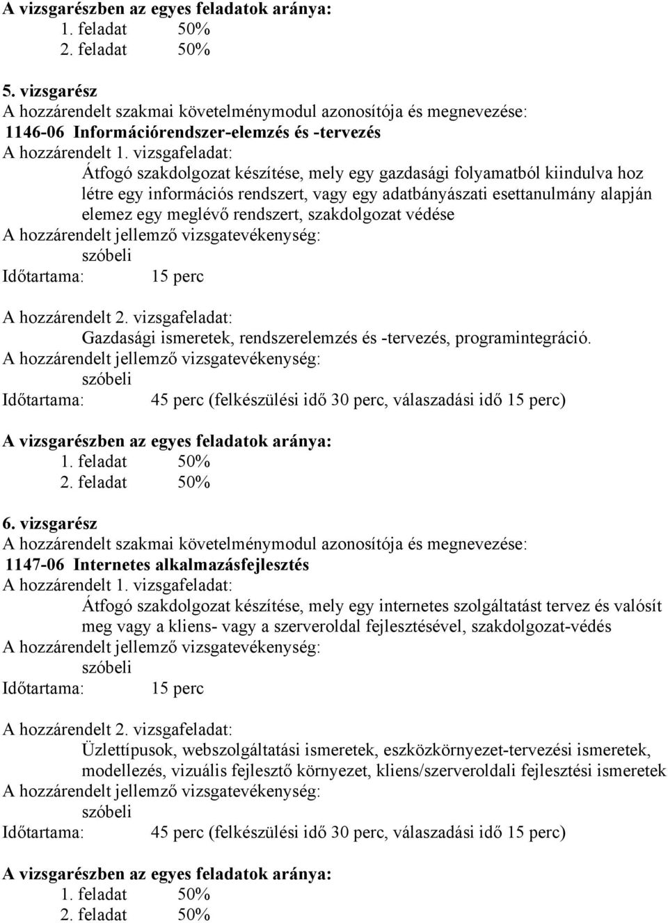 vizsgafeladat: Átfogó szakdolgozat készítése, mely egy gazdasági folyamatból kiindulva hoz létre egy információs rendszert, vagy egy adatbányászati esettanulmány alapján elemez egy meglévő rendszert,