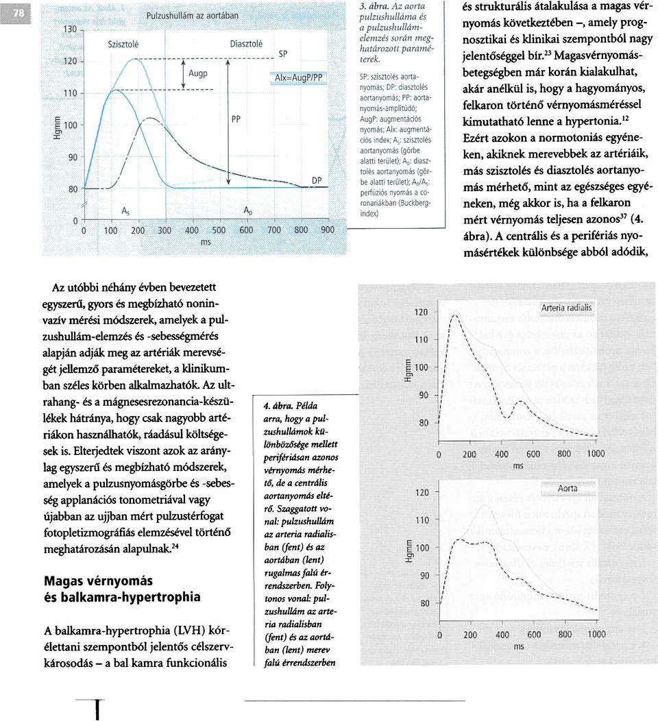 mérhetõ, mint az egészséges egyéneken, még akkor is, ha a felkaron mért vérnyomás teljesen azonos37 (4. ábra).