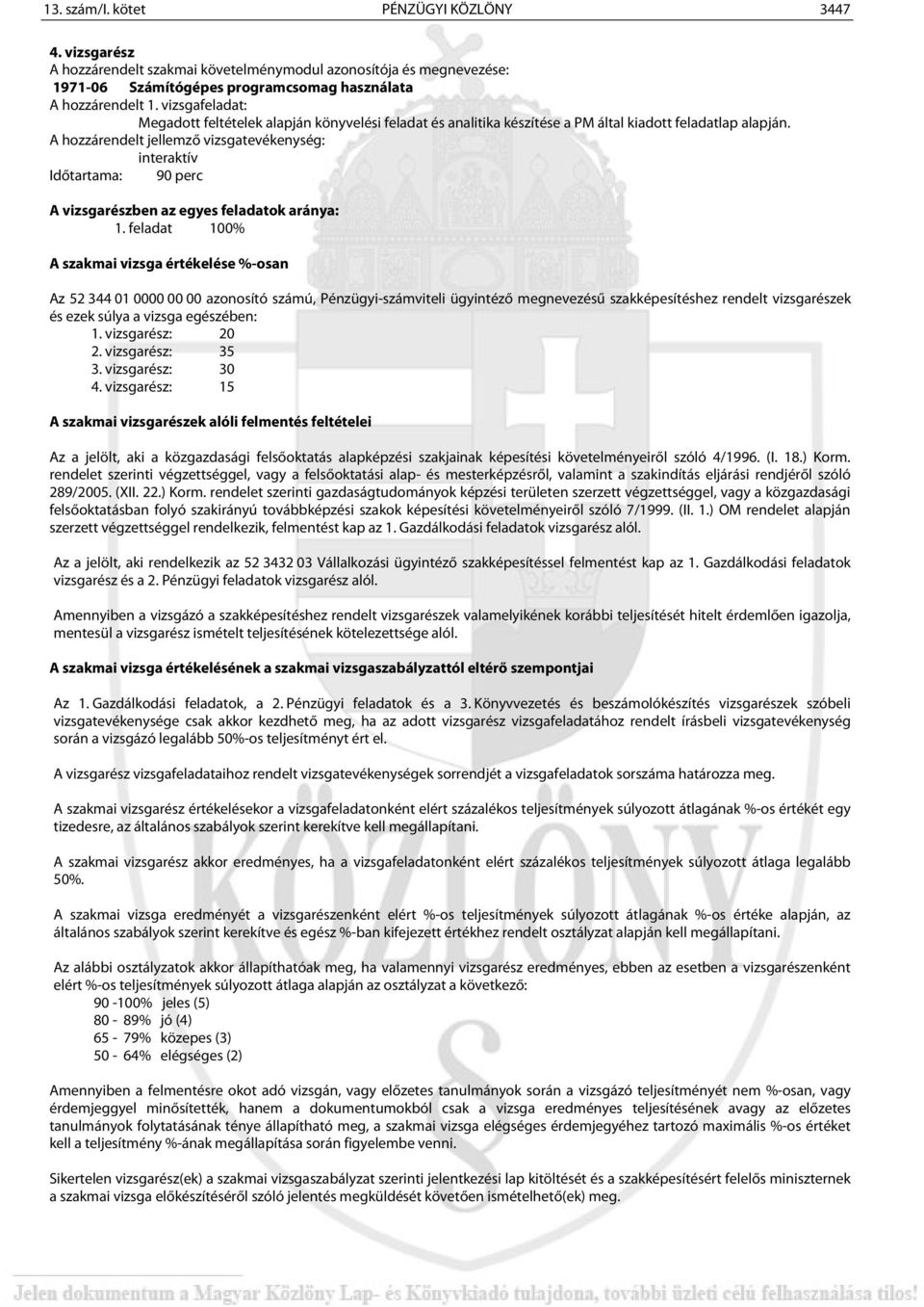 A hozzárendelt jellemző vizsgatevékenység: interaktív Időtartama: 90 perc A vizsgarészben az egyes feladatok aránya: 1.