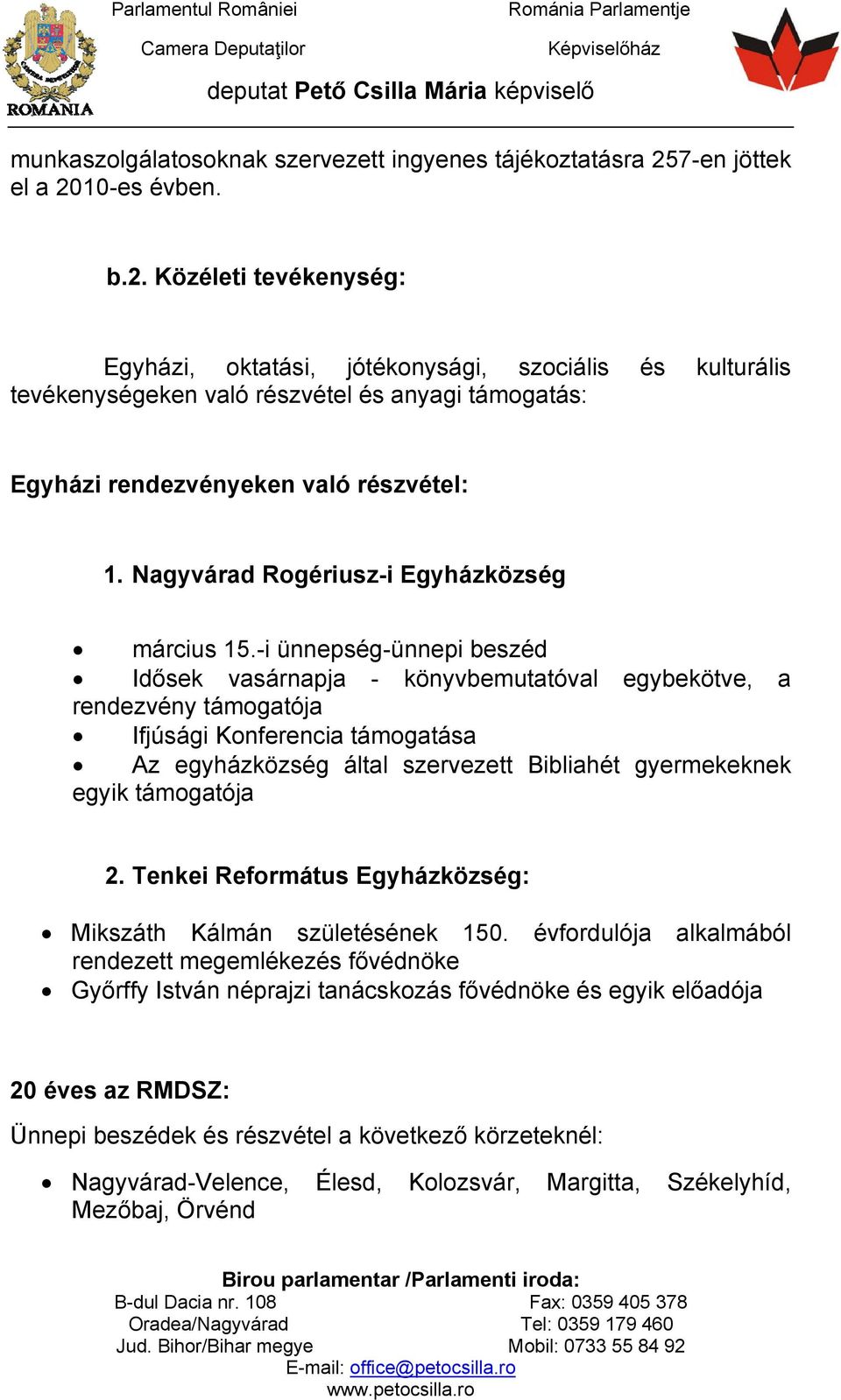 Nagyvárad Rogériusz-i Egyházközség március 15.