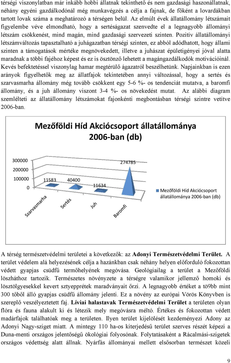 Az elmúlt évek állatállomány létszámait figyelembe véve elmondható, hogy a sertéságazat szenvedte el a legnagyobb állományi létszám csökkenést, mind magán, mind gazdasági szervezeti szinten.