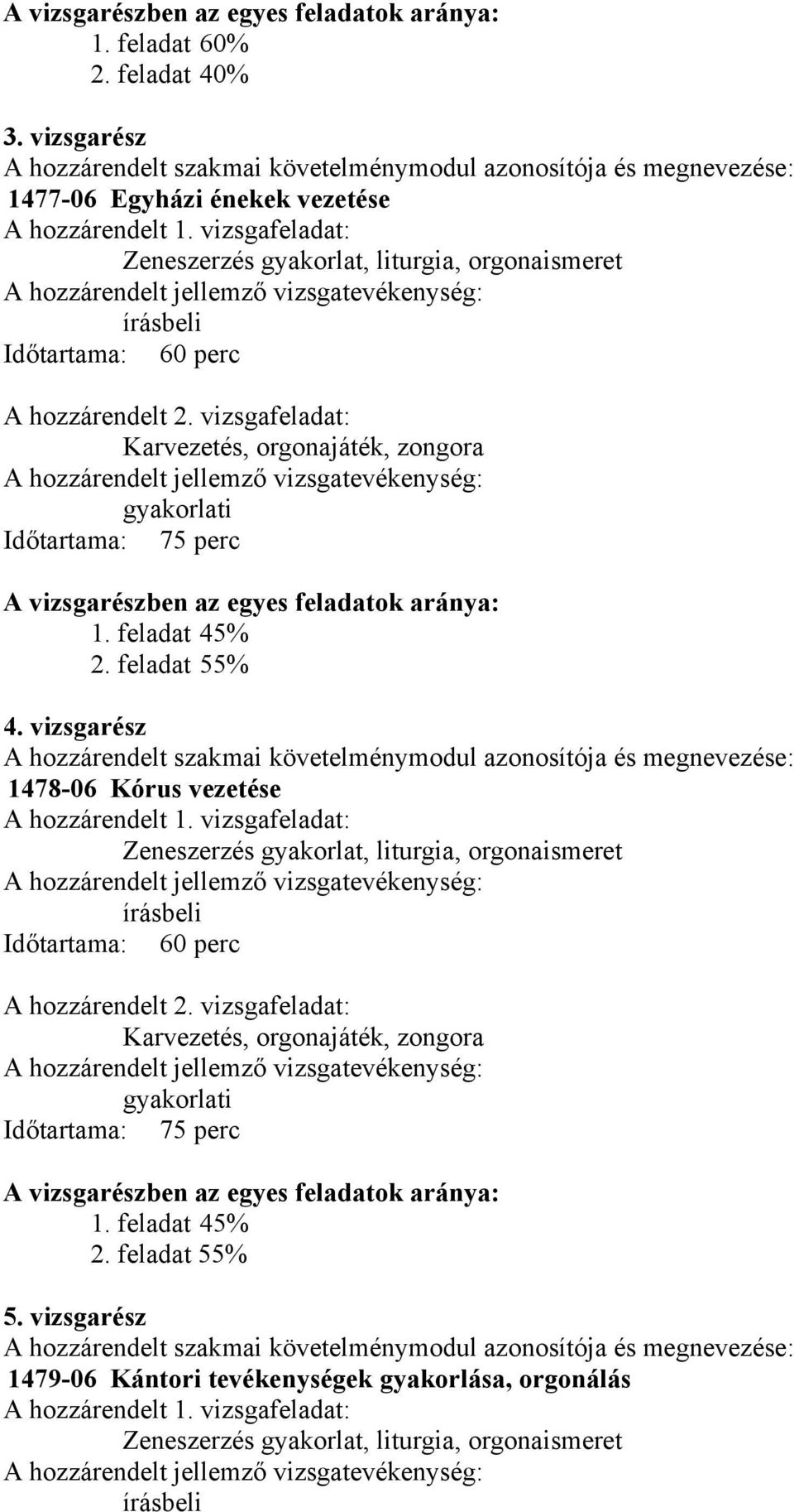 vizsgafeladat: Zeneszerzés gyakorlat, liturgia, orgonaismeret írásbeli Időtartama: 60 perc A hozzárendelt 2.