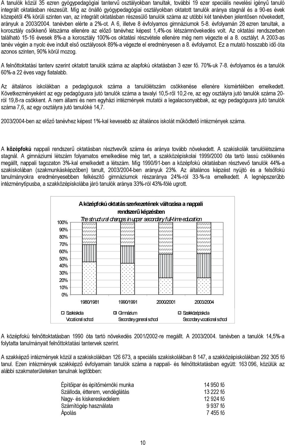 jelentősen növekedett, arányuk a 2003/2004. tanévben elérte a 2%-ot. A 6, illetve 8 évfolyamos gimnáziumok 5-8.