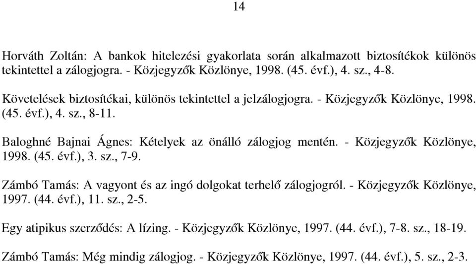Baloghné Bajnai Ágnes: Kételyek az önálló zálogjog mentén. - Közjegyzők Közlönye, 1998. (45. évf.), 3. sz., 7-9.
