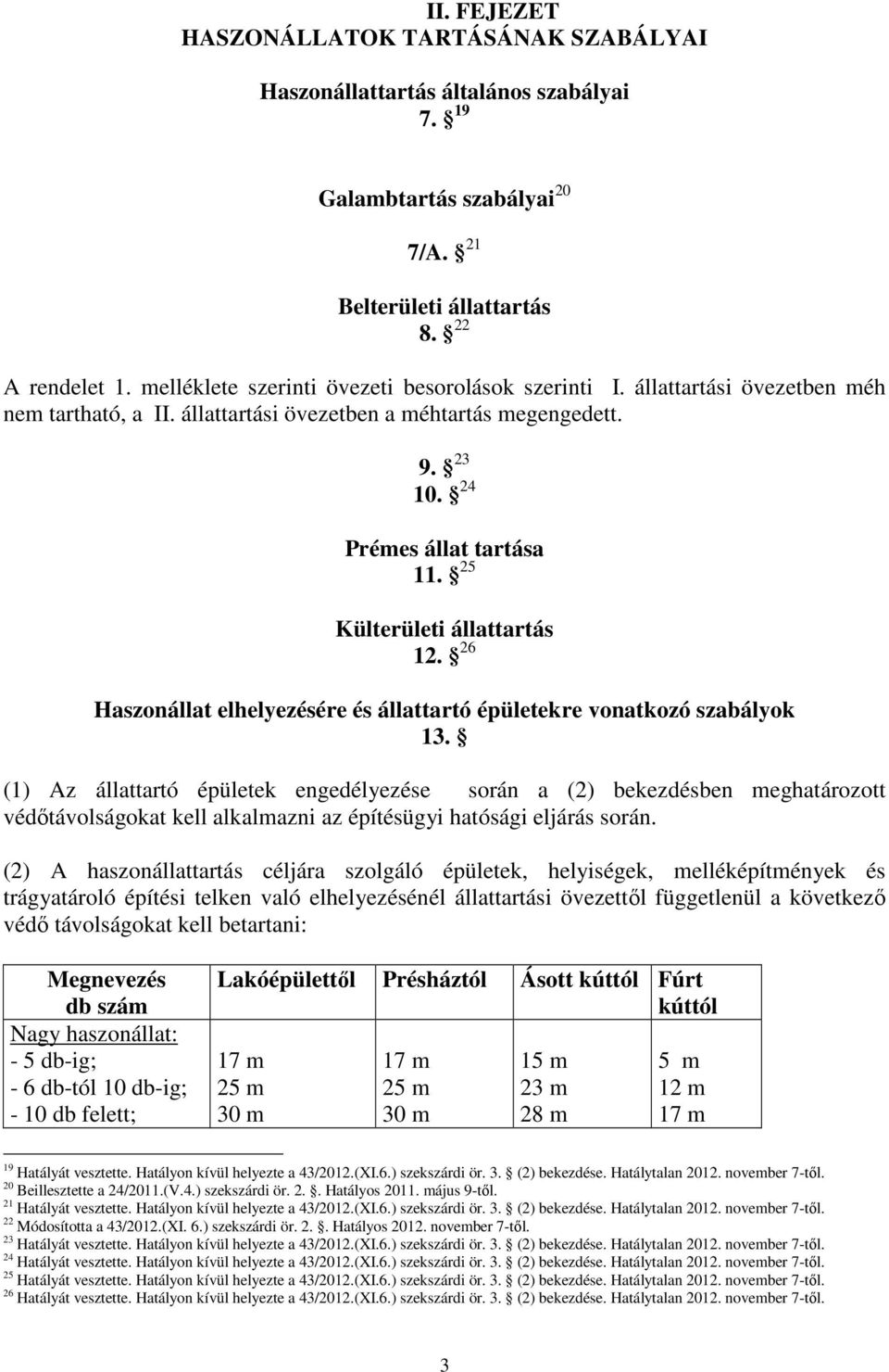 25 Külterületi állattartás 12. 26 Haszonállat elhelyezésére és állattartó épületekre vonatkozó szabályok 13.