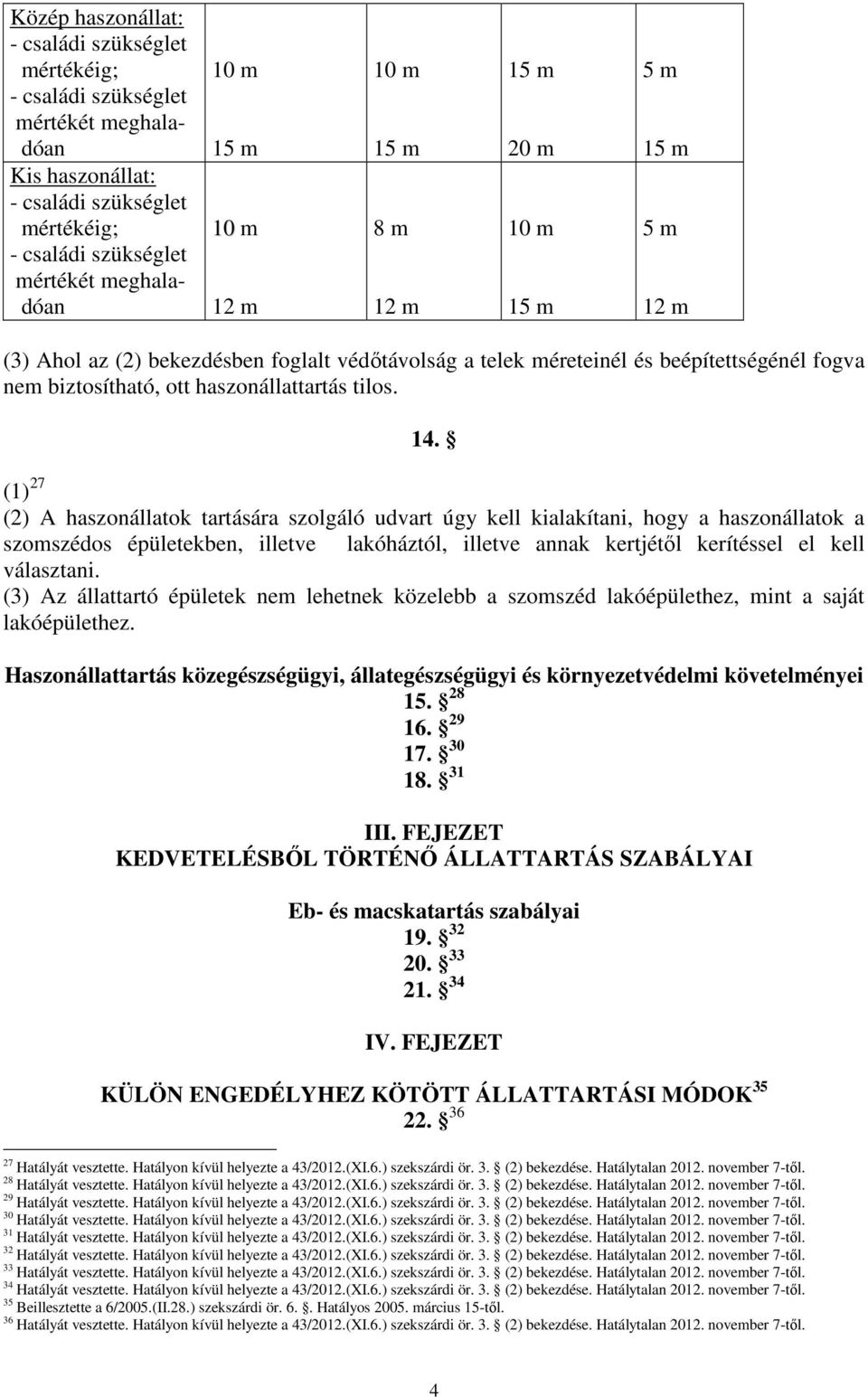 (1) 27 (2) A haszonállatok tartására szolgáló udvart úgy kell kialakítani, hogy a haszonállatok a szomszédos épületekben, illetve lakóháztól, illetve annak kertjétıl kerítéssel el kell választani.