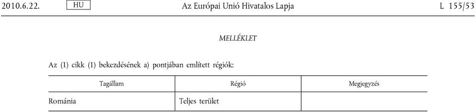 MELLÉKLET Az (1) cikk (1) bekezdésének a)