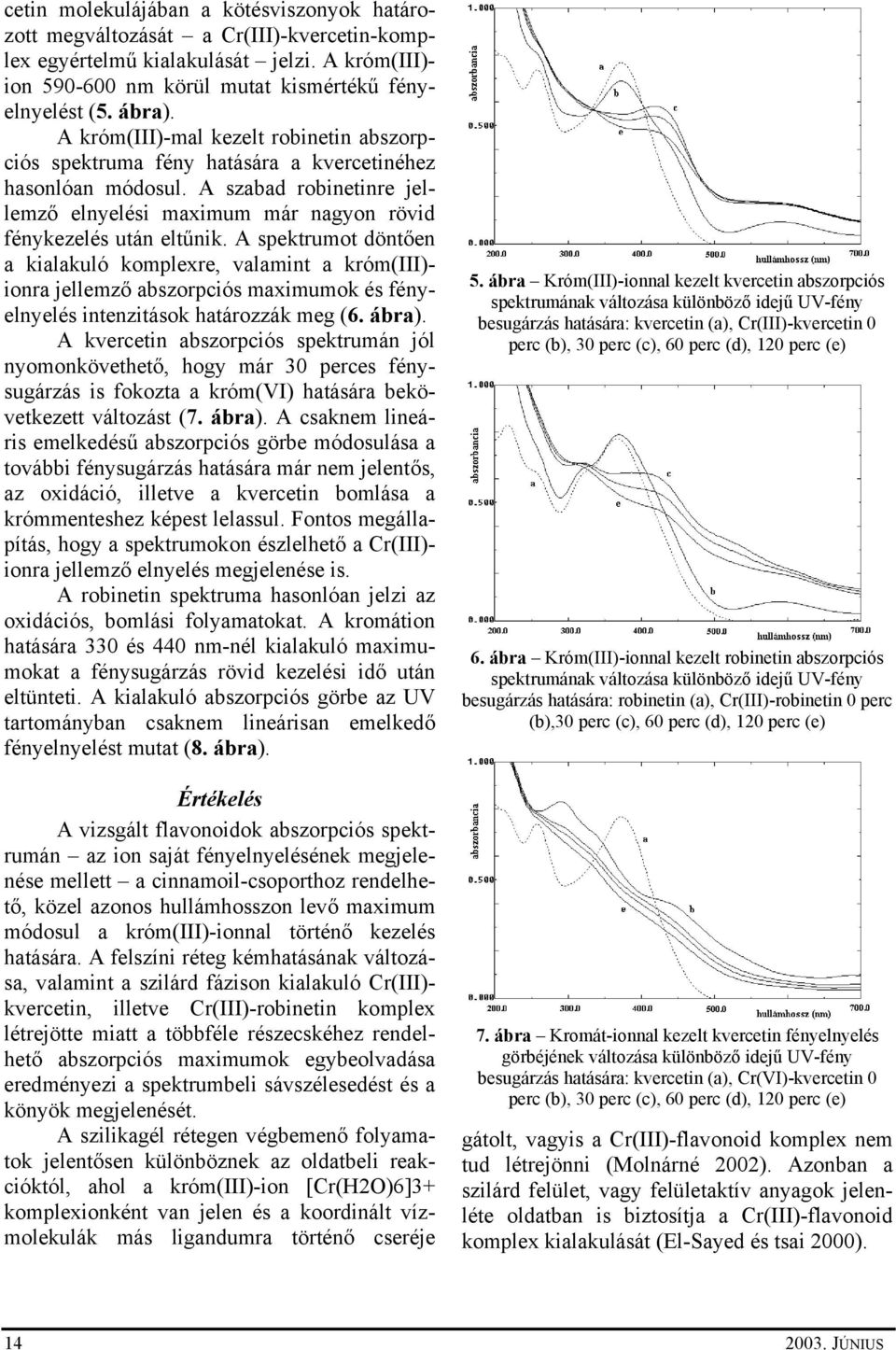 A spektrumot döntően a kialakuló komplexre, valamint a króm(iii)- ionra jellemző abszorpciós maximumok és fényelnyelés intenzitások határozzák meg (6. ábra).