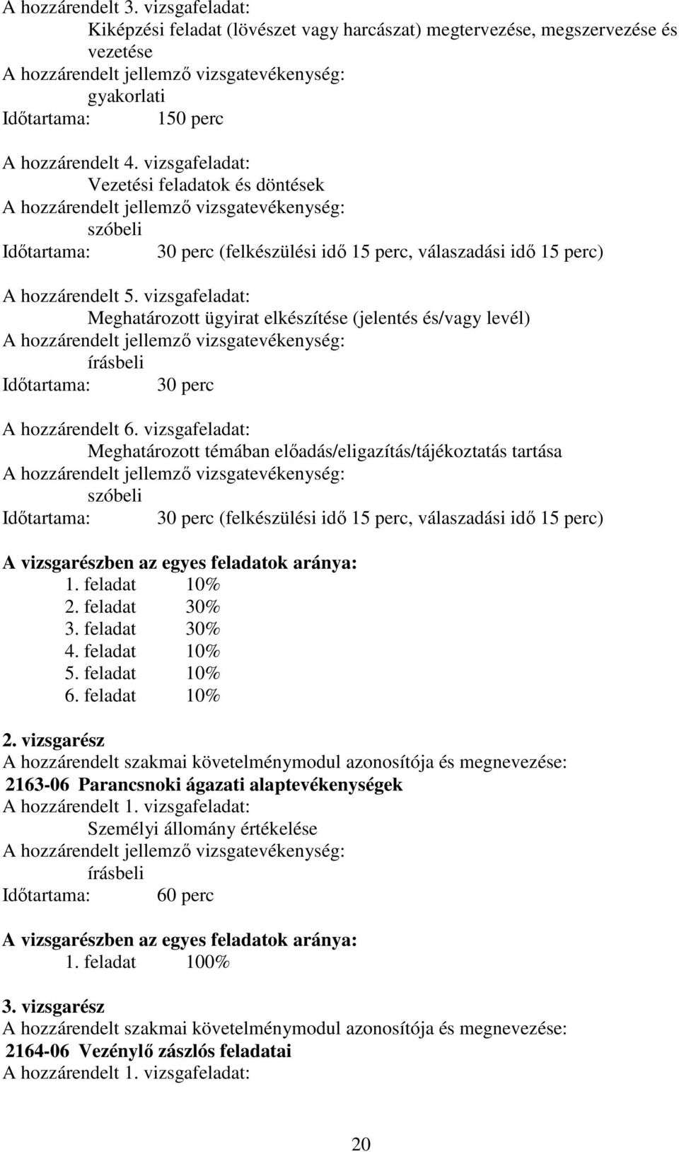 vizsgafeladat: Meghatározott ügyirat elkészítése (jelentés és/vagy levél) írásbeli Időtartama: 30 perc A hozzárendelt 6.