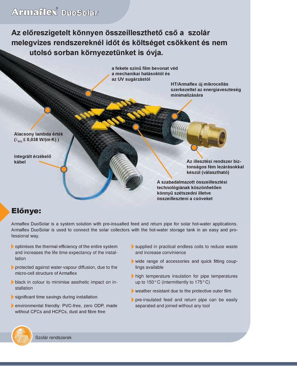 Integrált érzékelő kábel Az illesztési rendszer biztonságos fém lezárásokkal készül (választható) A szabadalmazott összeillesztési technológiának köszönhetően könnyű szétszedni illetve