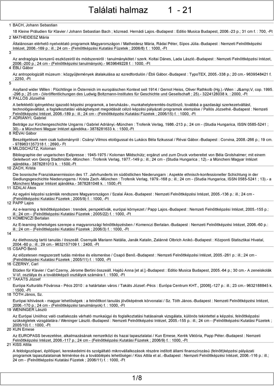 ; 24 cm - (Felnőttképzési Kutatási Füzetek ; 2006/8) f. : 1000, -Ft 3 Az andragógia korszerű eszközeiről és módszereiről : tanulmánykötet / szerk. Koltai Dánes, Lada László.
