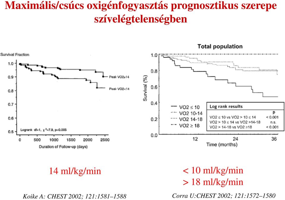 ml/kg/min > 18 ml/kg/min Koike A: CHEST 2002;