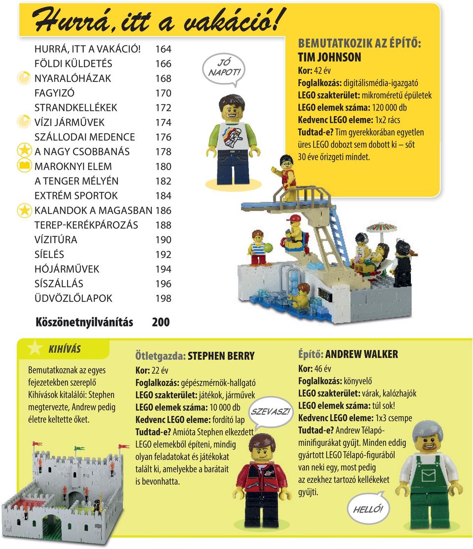 MAGASBAN 186 TEREP-KERÉKPÁROZÁS 188 VÍZITÚRA 190 SÍELÉS 192 HÓJÁRMŰVEK 194 SÍSZÁLLÁS 196 ÜDVÖZLŐLAPOK 198 JÓ NAPOT!