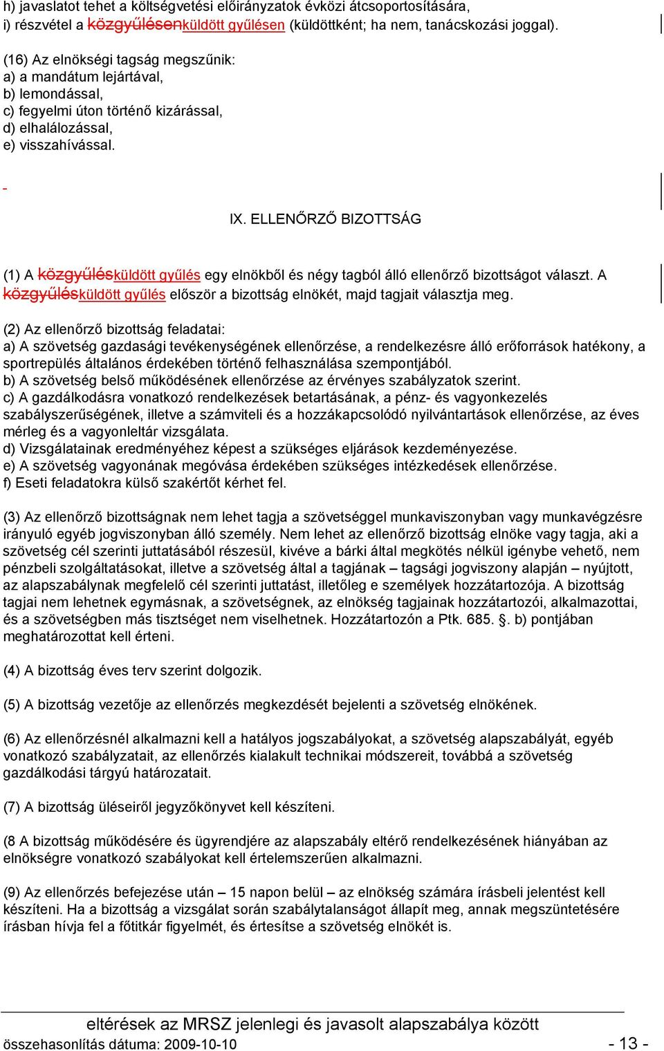 ELLENŐRZŐ BIZOTTSÁG (1) A közgyűlésküldött gyűlés egy elnökből és négy tagból álló ellenőrző bizottságot választ. A közgyűlésküldött gyűlés először a bizottság elnökét, majd tagjait választja meg.
