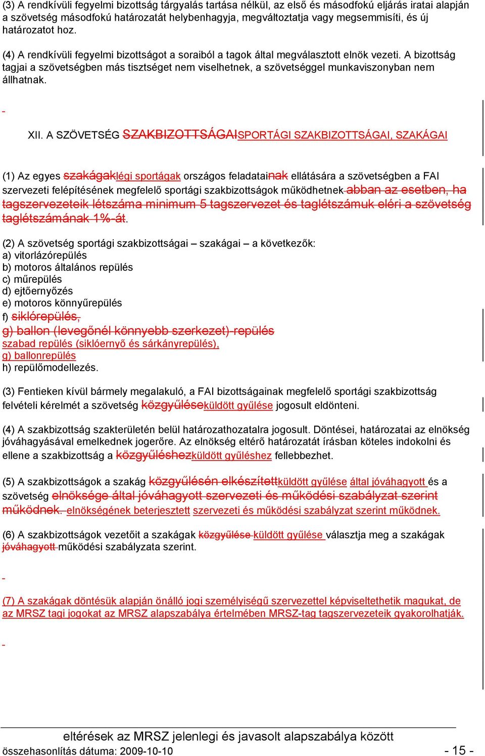 A bizottság tagjai a szövetségben más tisztséget nem viselhetnek, a szövetséggel munkaviszonyban nem állhatnak. XII.