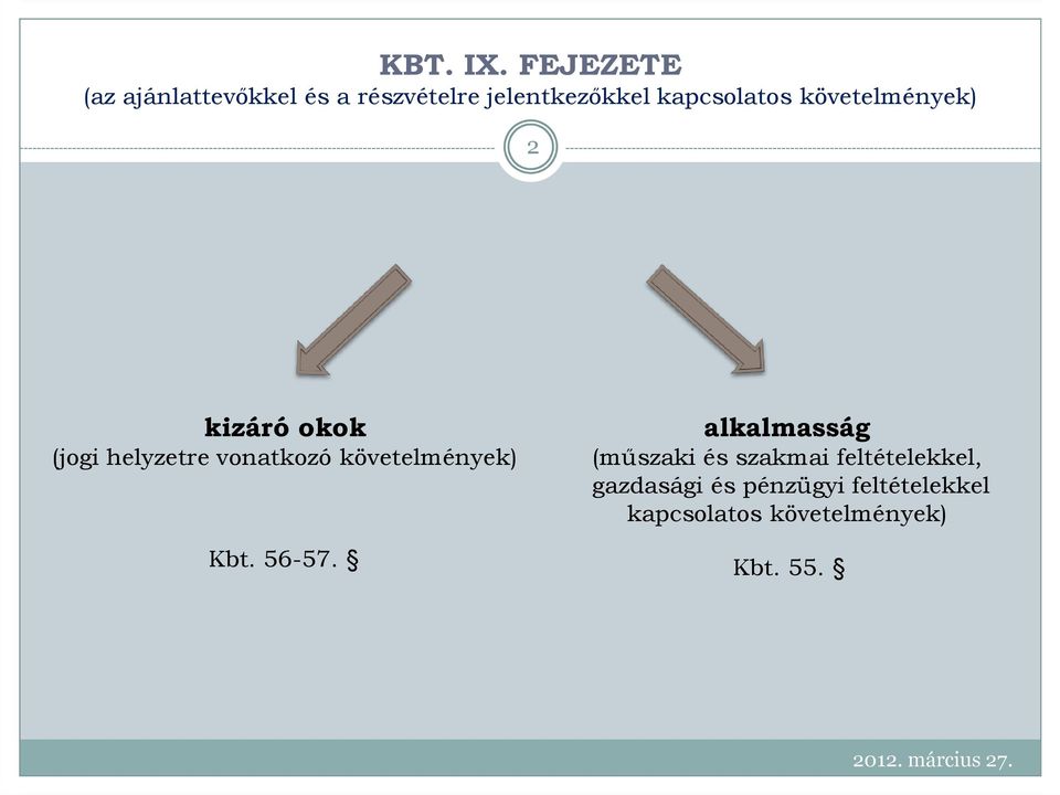 kapcsolatos követelmények) 2 kizáró okok (jogi helyzetre vonatkozó