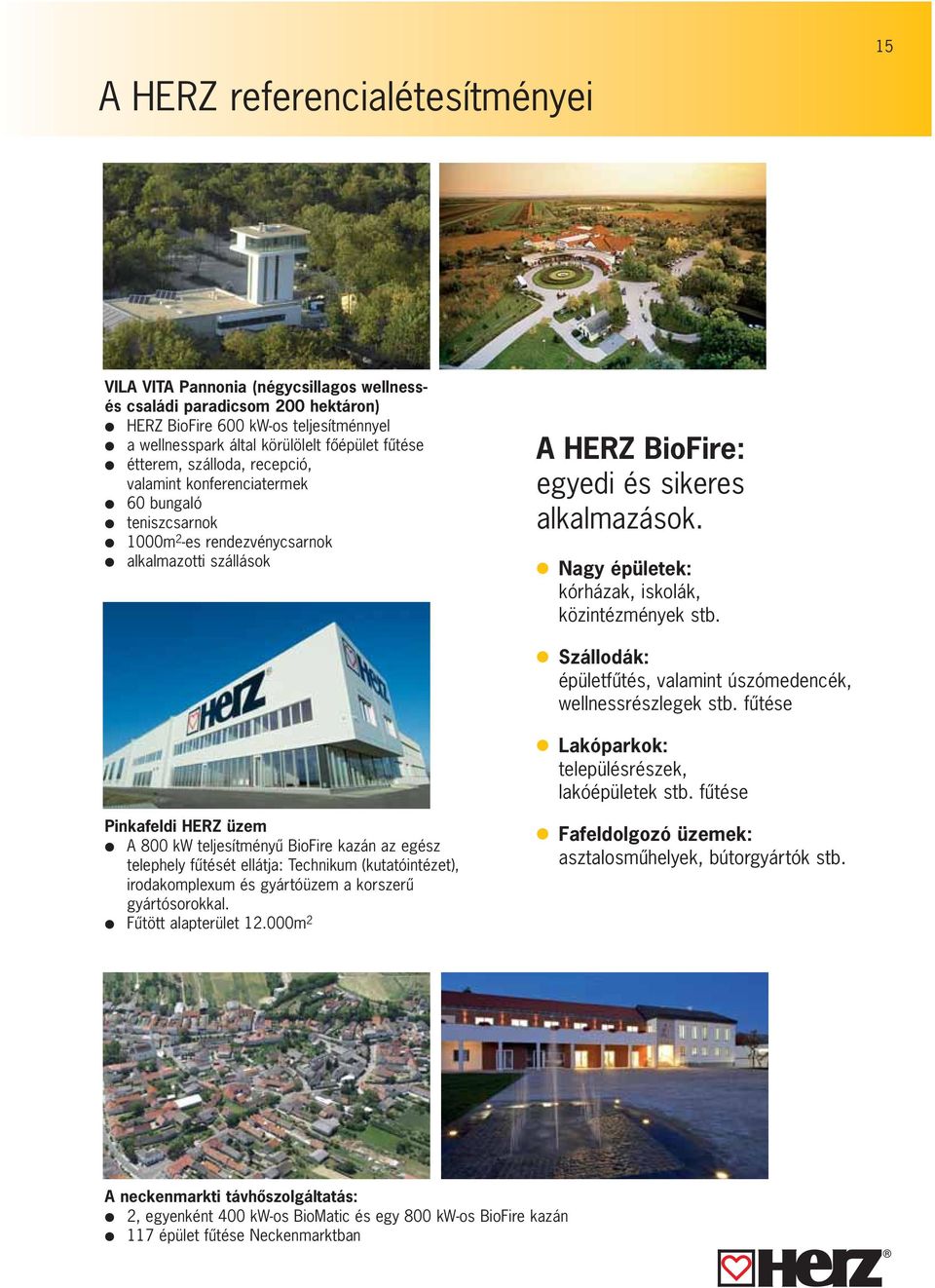 Nagy épületek: kórházak, iskolák, közintézmények stb. Szállodák: épületfú tés, valamint úszómedencék, wellnessrészlegek stb. fú tése Lakóparkok: településrészek, lakóépületek stb.