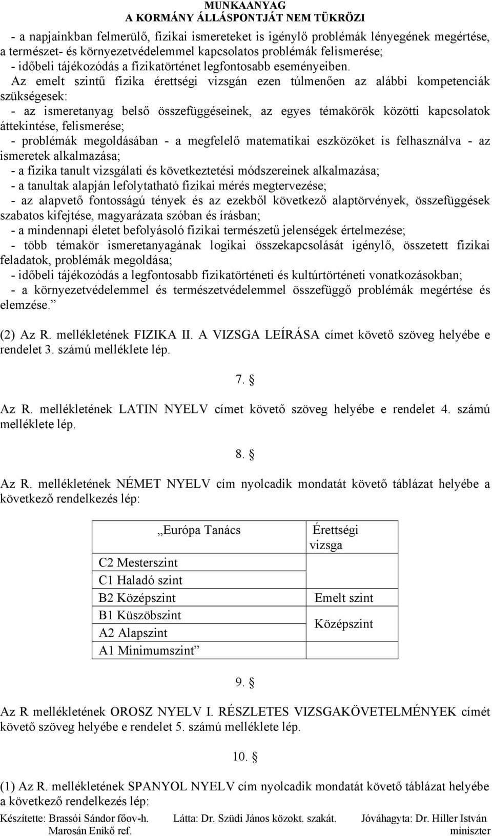 Az emelt szintű fizika érettségi vizsgán ezen túlmenően az alábbi kompetenciák szükségesek: - az ismeretanyag belső összefüggéseinek, az egyes témakörök közötti kapcsolatok áttekintése, felismerése;