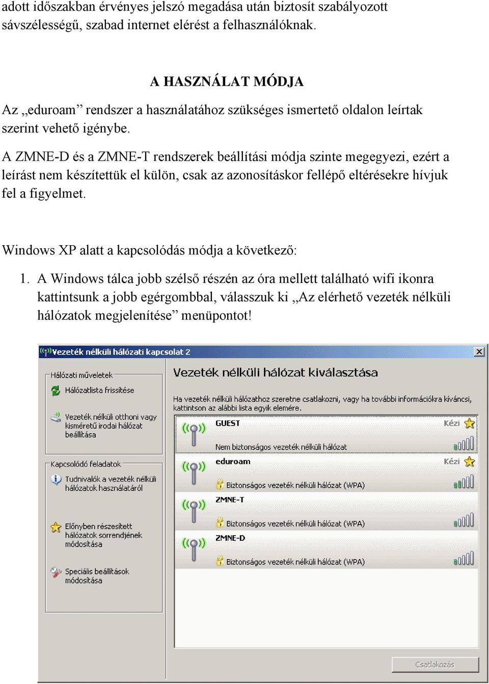 A ZMNE-D és a ZMNE-T rendszerek beállítási módja szinte megegyezi, ezért a leírást nem készítettük el külön, csak az azonosításkor fellépő eltérésekre hívjuk fel