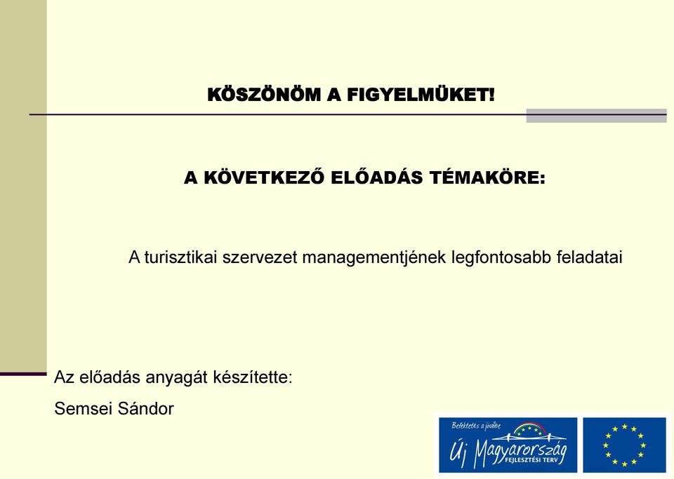 turisztikai szervezet managementjének