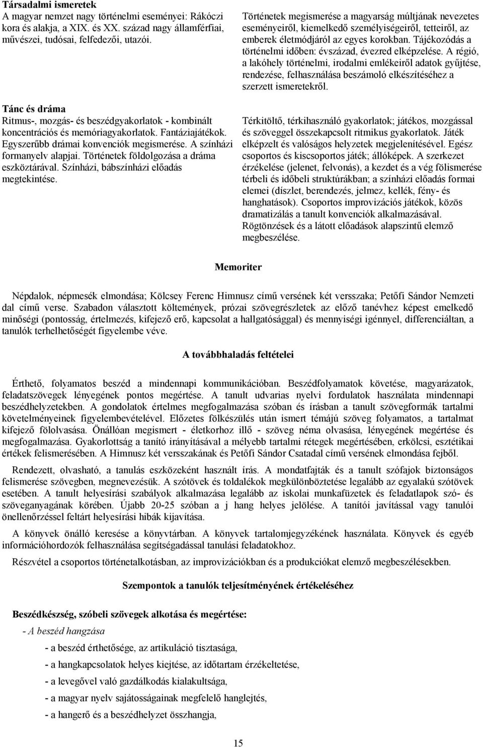 Történetek földolgozása a dráma eszköztárával. Színházi, bábszínházi előadás megtekintése.