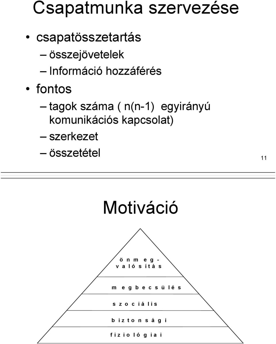 kapcsolat) szerkezet összetétel 11 Motiváció ö n m e g - v a l ó s í t