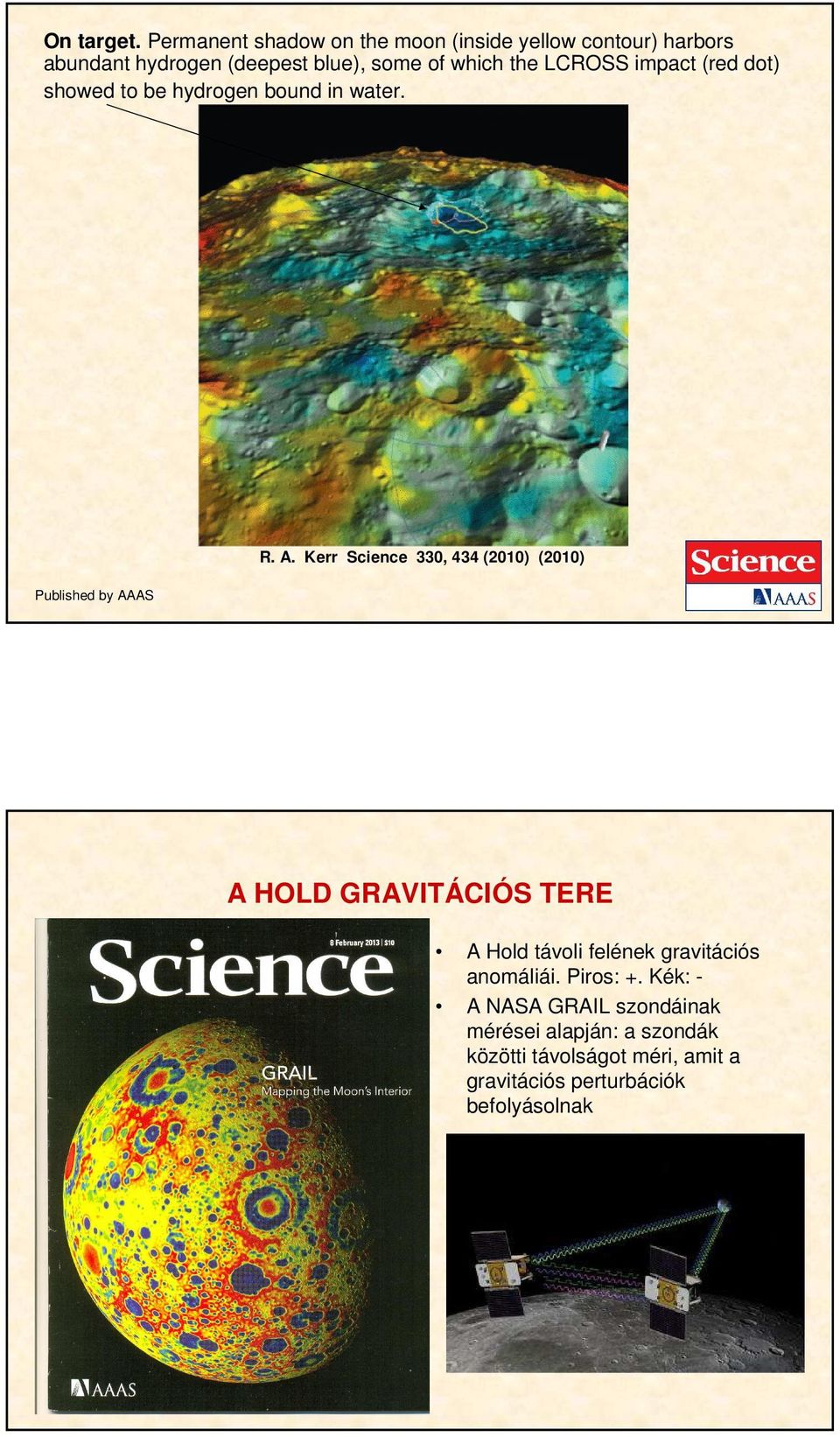 LCROSS impact (red dot) showed to be hydrogen bound in water. Published by AA