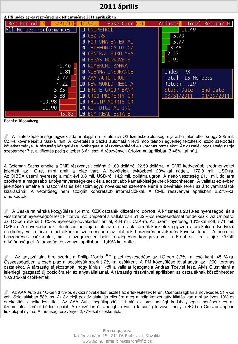 A társaság közgyőlése jóváhagyta a részvényenkénti 40 koronás osztalékot. Az osztalékjogosultság napja szeptember 7-e, a kifizetés pedig október 6-án lesz.