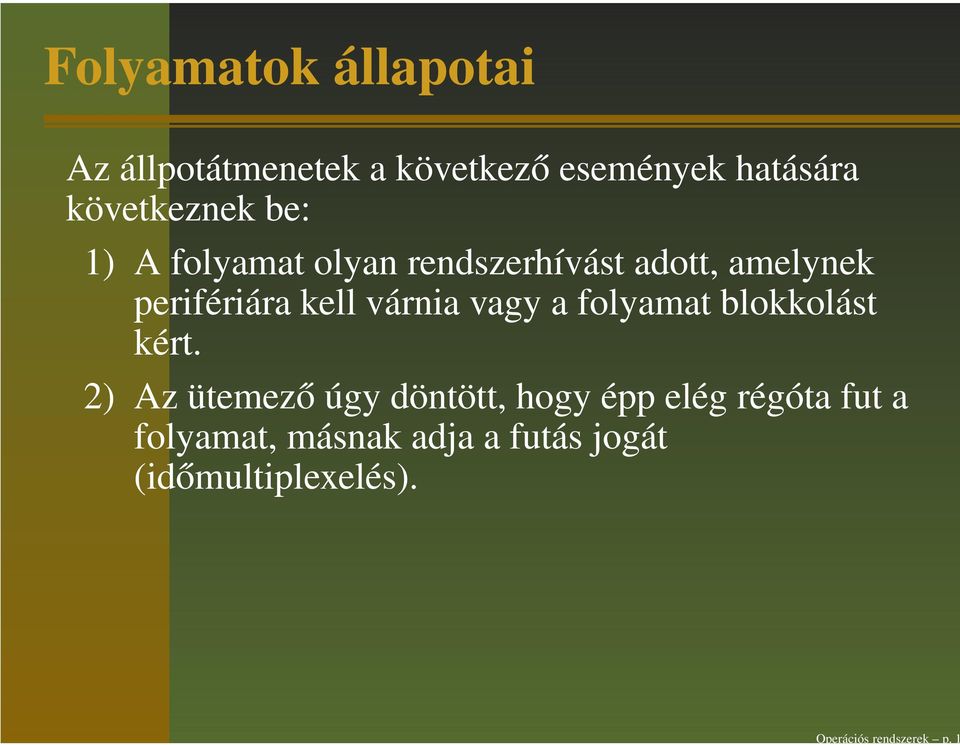perifériára kell várnia vagy a folyamat blokkolást kért.