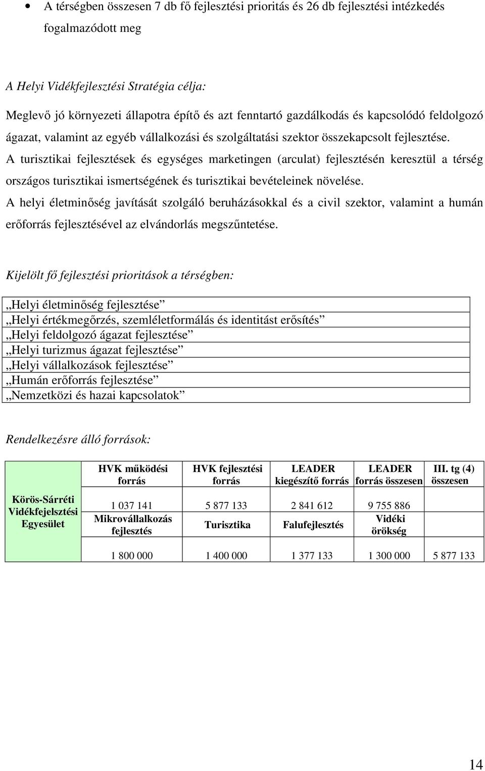A turisztikai fejlesztések és egységes marketingen (arculat) fejlesztésén keresztül a térség országos turisztikai ismertségének és turisztikai bevételeinek növelése.