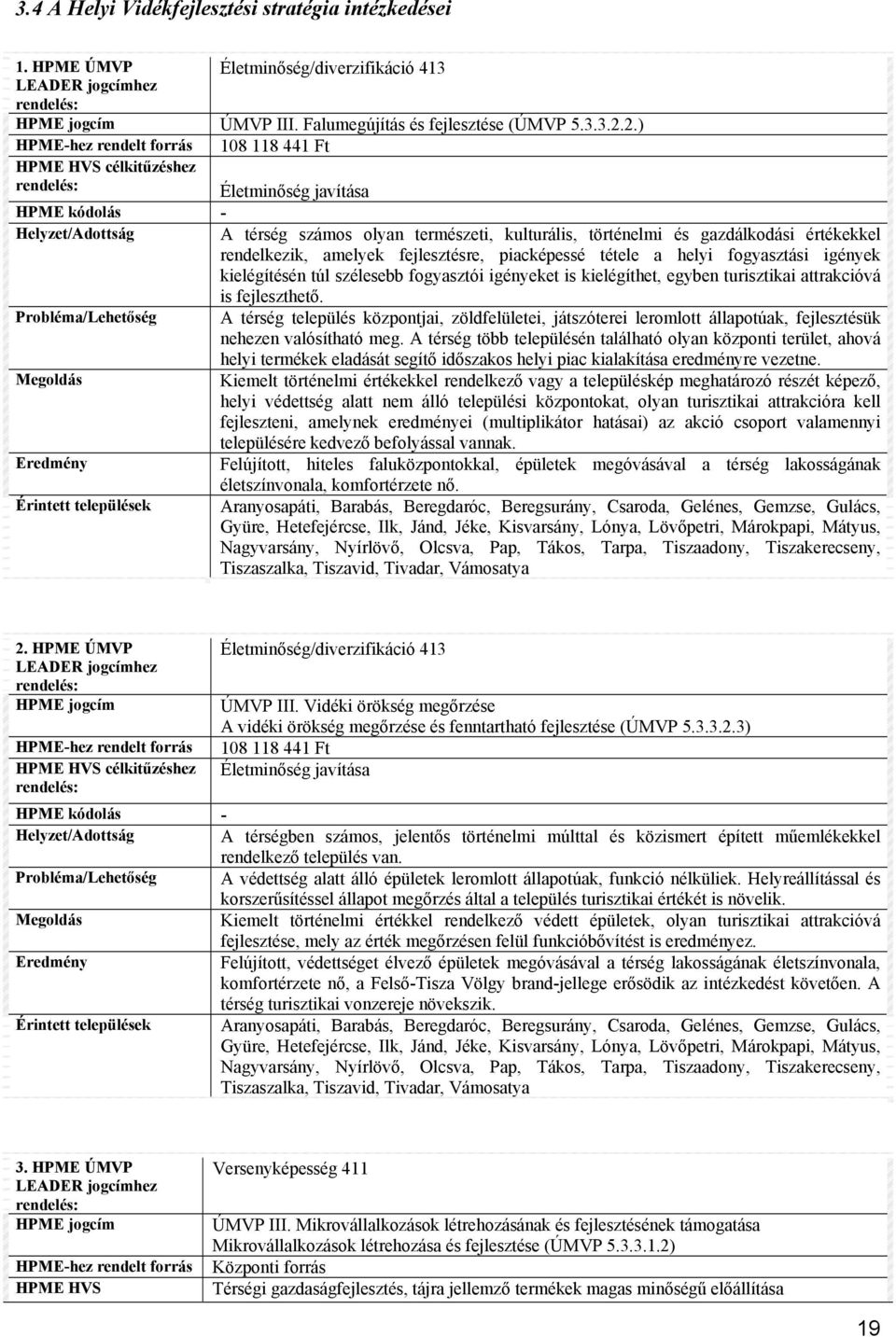 számos olyan természeti, kulturális, történelmi és gazdálkodási értékekkel rendelkezik, amelyek fejlesztésre, piacképessé tétele a helyi fogyasztási igények kielégítésén túl szélesebb fogyasztói