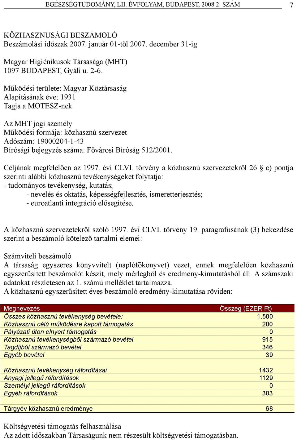 Bíróság 512/2001. Céljának megfelelően az 1997. évi CLVI.