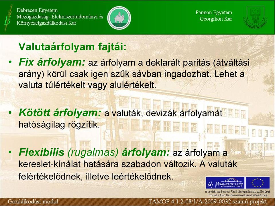 Kötött árfolyam: a valuták, devizák árfolyamát hatóságilag rögzítik.