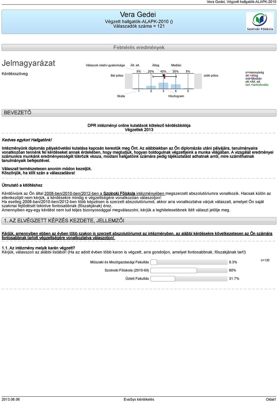 =tartózkodás Skála Hisztogram BEVEZETŐ DPR intézményi online kutatások kötelező kérdésblokkja Végzettek 0 Kedves egykori Hallgatónk!