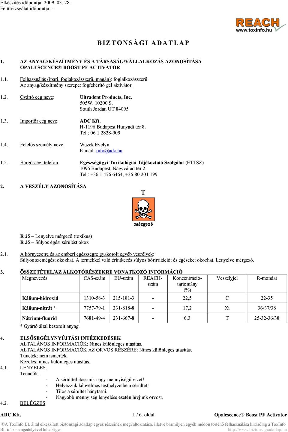 hu 1.5. Sürgősségi telefon: Egészségügyi Toxikológiai Tájékoztató Szolgálat (ETTSZ) 1096 Budapest, Nagyvárad tér 2. Tel.: +36 1 476 6464, +36 80 201 199 2.