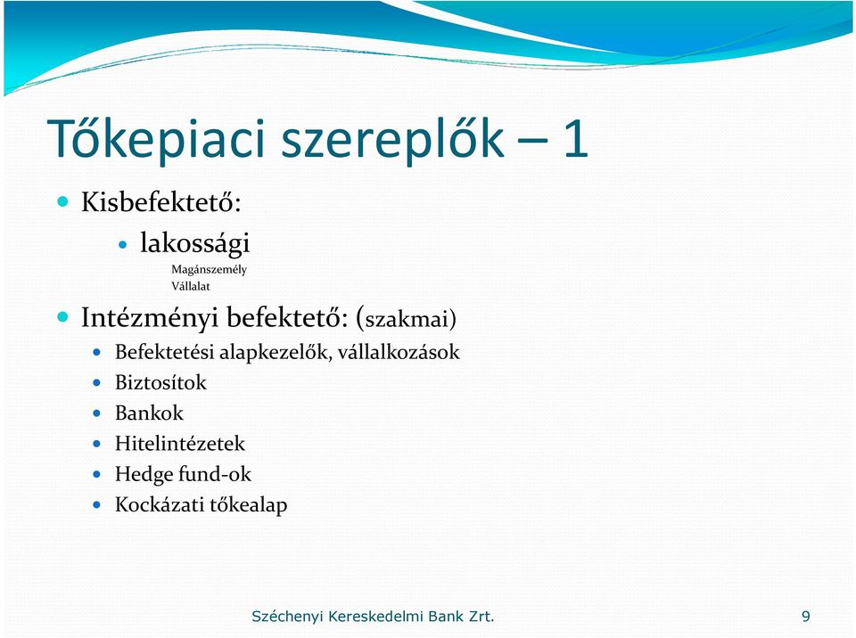 alapkezelők, vállalkozások Biztosítok Bankok Hitelintézetek