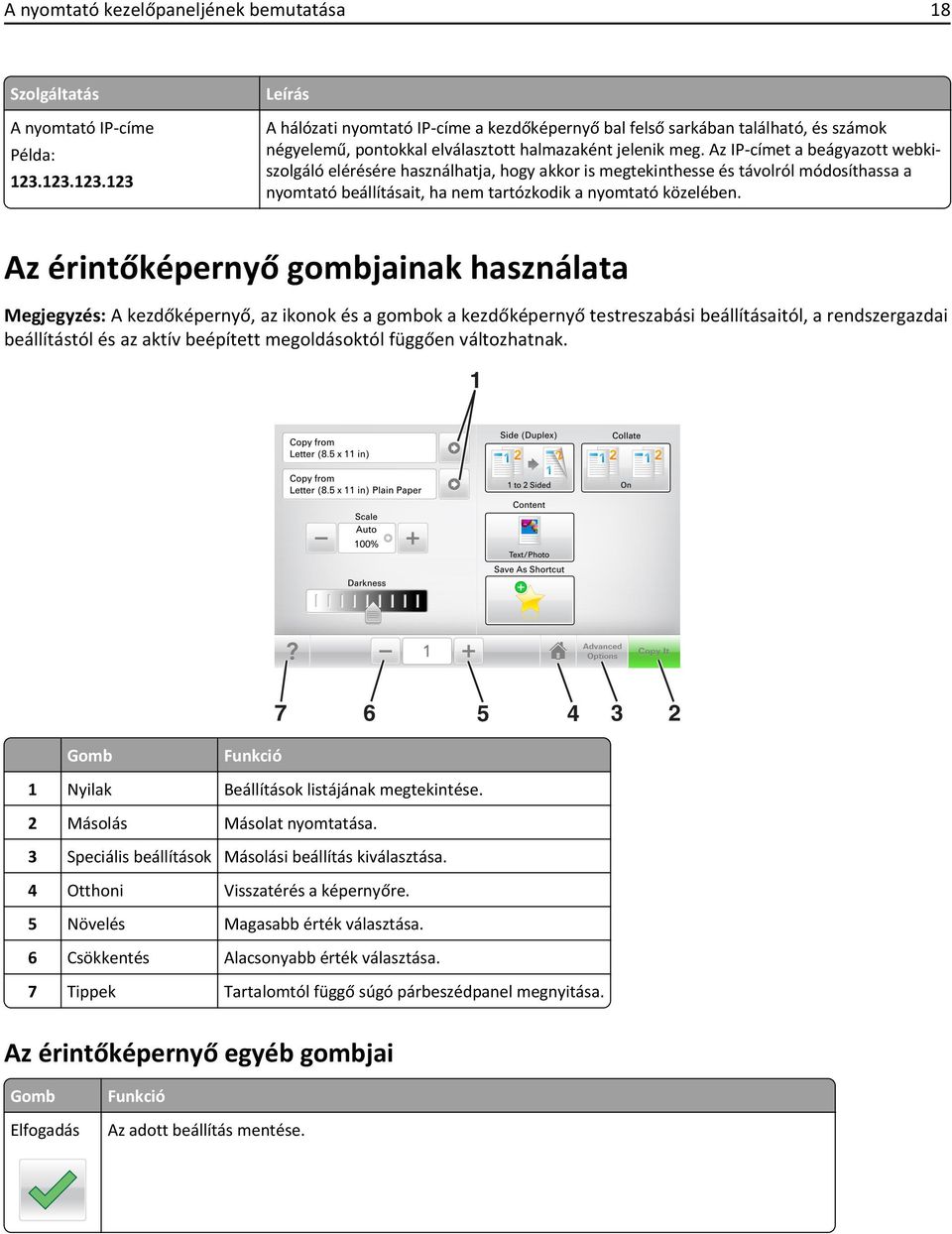 Az IP-címet a beágyazott webkiszolgáló elérésére használhatja, hogy akkor is megtekinthesse és távolról módosíthassa a nyomtató beállításait, ha nem tartózkodik a nyomtató közelében.