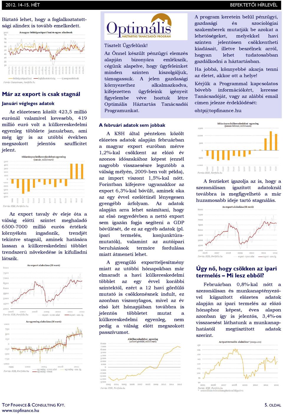 az utóbbi években megszokott jelentıs szufficitet jelent.