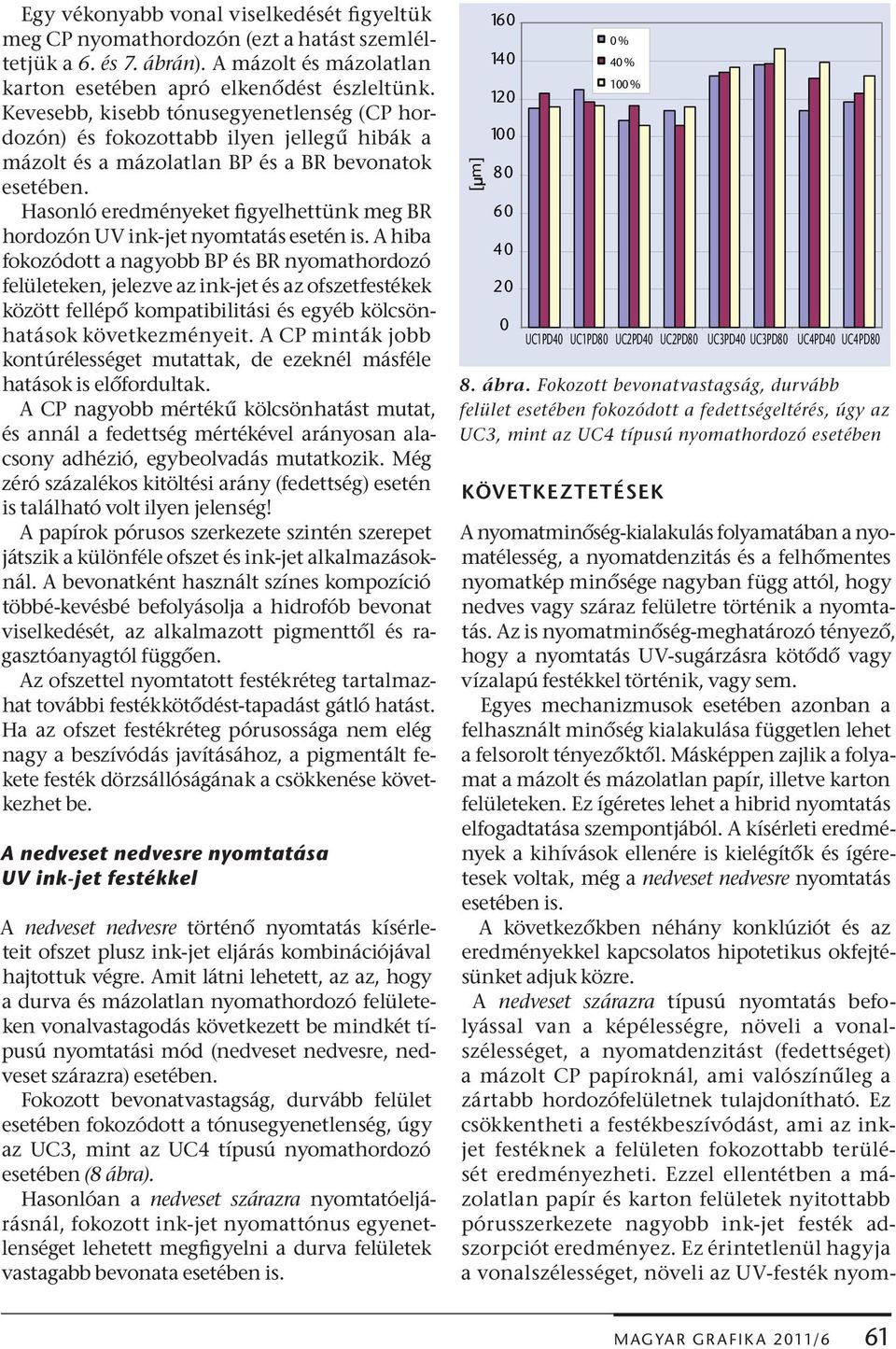 Hasonló eredményeket figyelhettünk meg BR hordozón UV ink-jet nyomtatás esetén is.