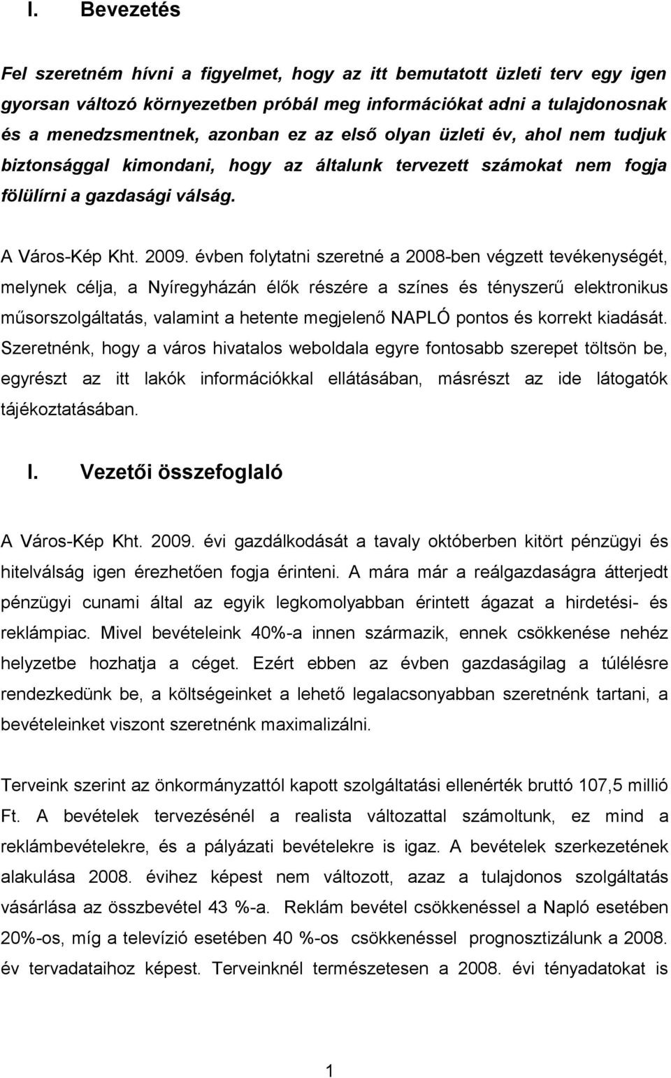 évben folytatni szeretné a 2008-ben végzett tevékenységét, melynek célja, a Nyíregyházán élők részére a színes és tényszerű elektronikus műsorszolgáltatás, valamint a hetente megjelenő NAPLÓ pontos