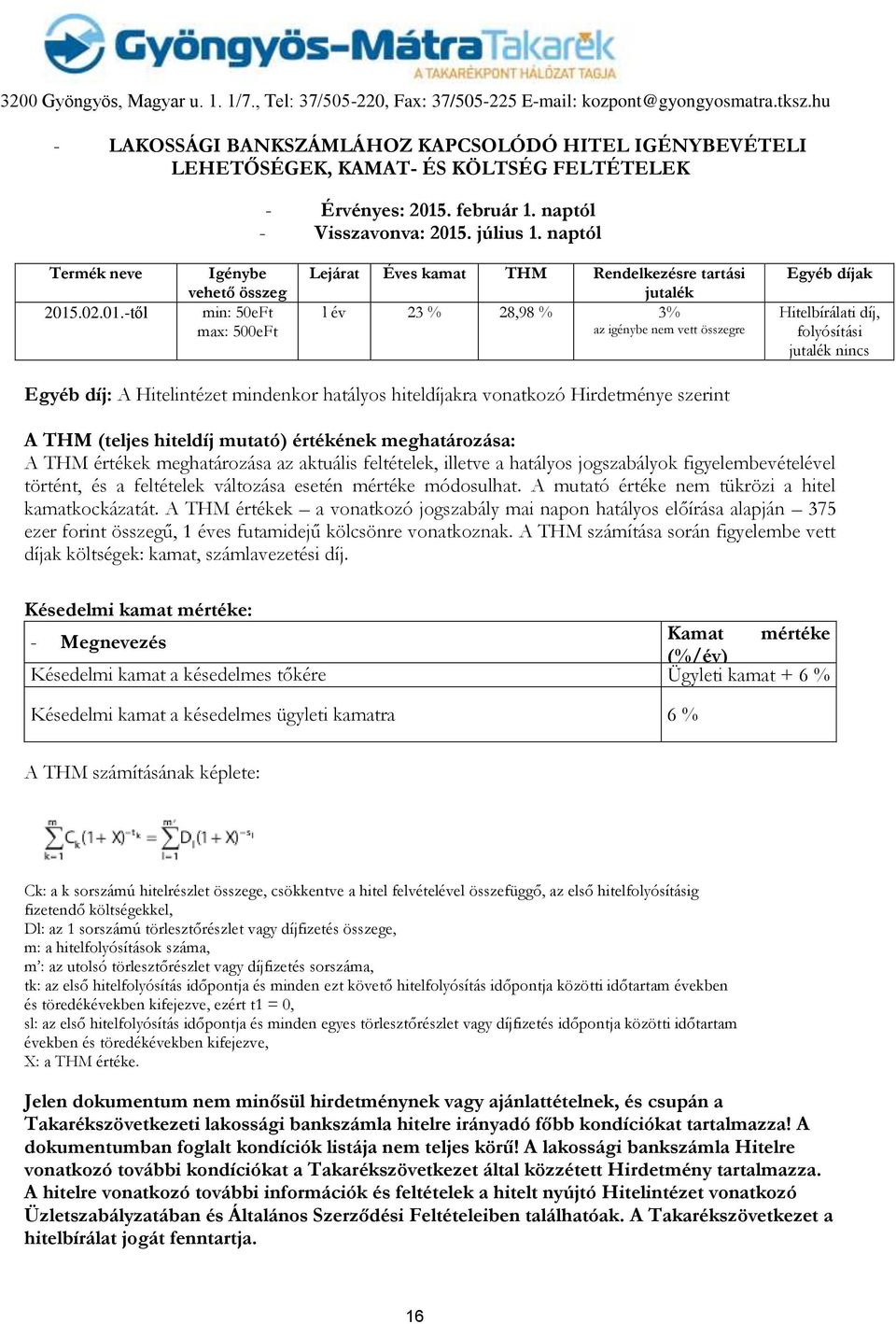 . július 1. naptól Termék neve 2015