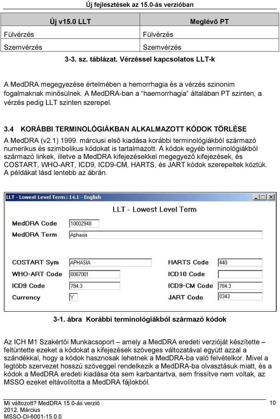 A MedDRA-ban a haemorrhagia általában PT szinten, a vérzés pedig LLT szinten szerepel. 3.4 KORÁBBI TERMINOLÓGIÁKBAN ALKALMAZOTT KÓDOK TÖRLÉSE A MedDRA (v2.1) 1999.